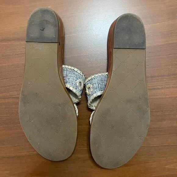 Jack Rogers Gold Leather & Tweed Sandals – Size 6.5 - Picture 6 of 6